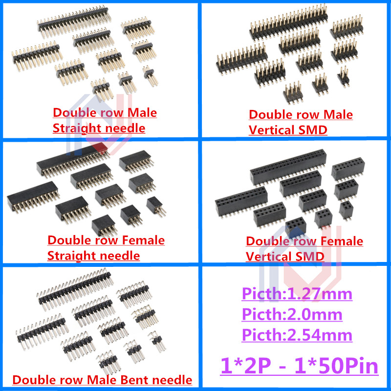 10Pcs 1.27mm 2.0mm 2.54mm Pitc - Male Female Header Pin review and price