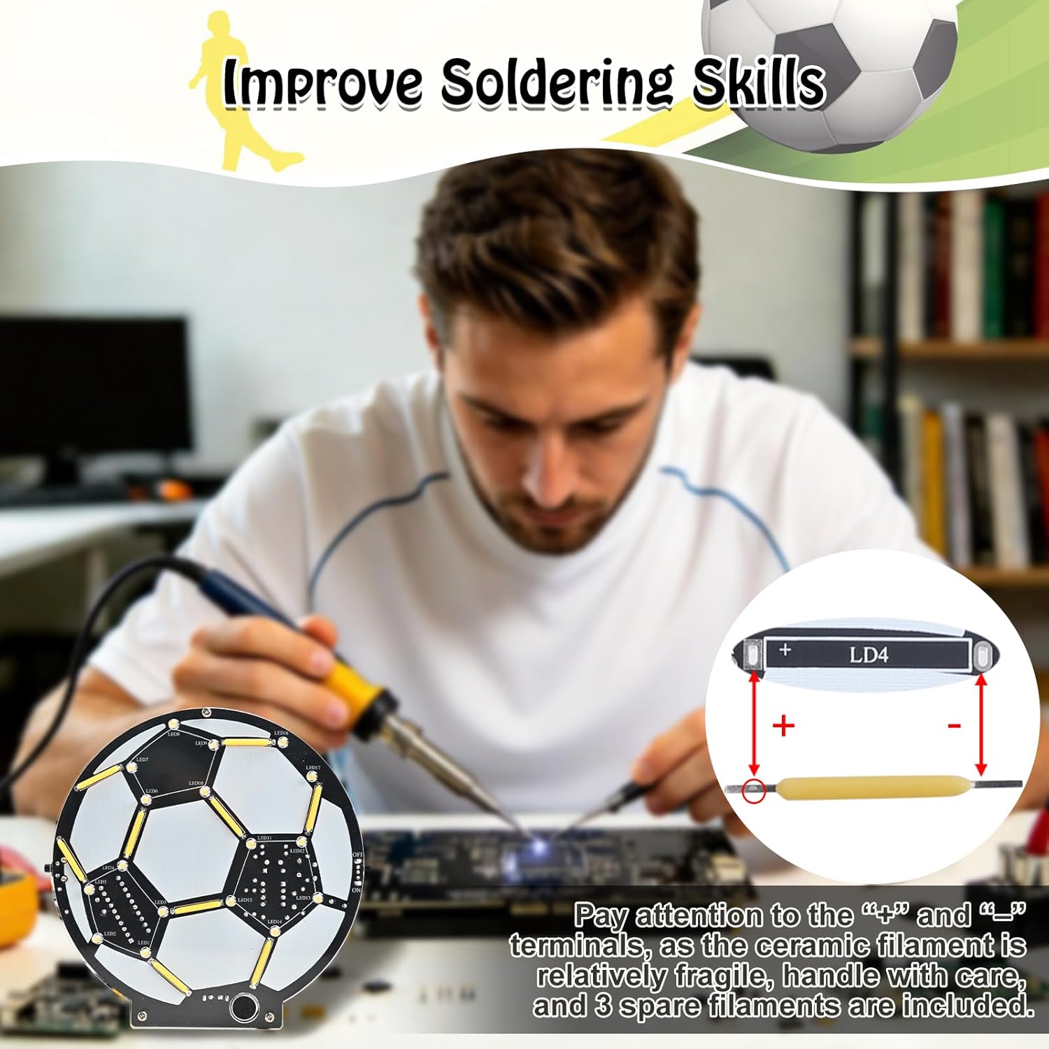 DIY Soccer Ball LED Soldering  - Diy Electronics Filament review and price