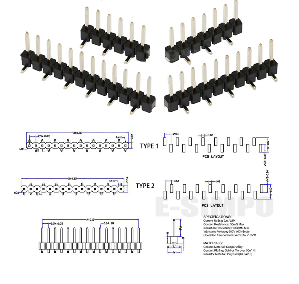 100pcs 2.54mm Single Row Break - Male Female Header Pin review and price